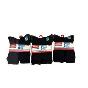 Wrangler Sock Bundle 3 Packs Cushion Cooling Black Crew Socks Size Men's 6-12